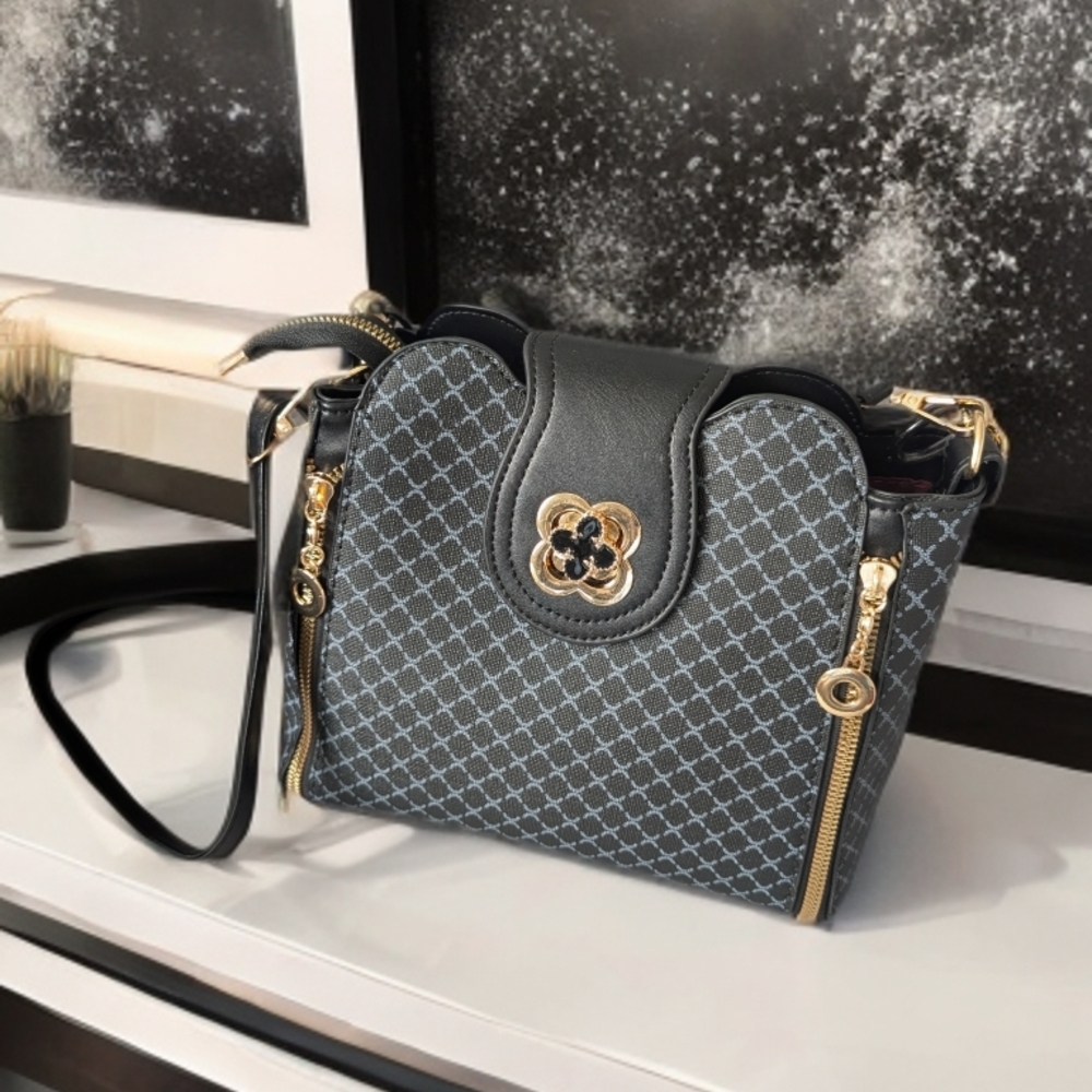 Crossbody Bag with Gold-Tone Accents